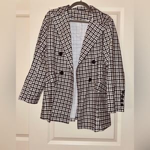 Oversized Plaid Blazer Retro Strip Print
